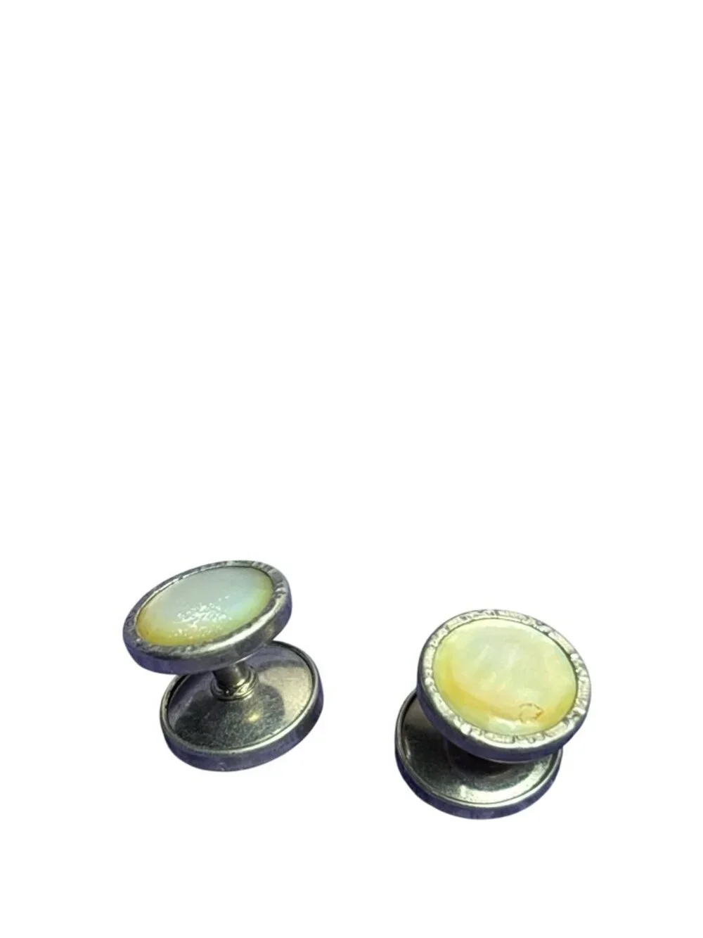 Vintage Mother of Pearl Silvertone Cuff Links